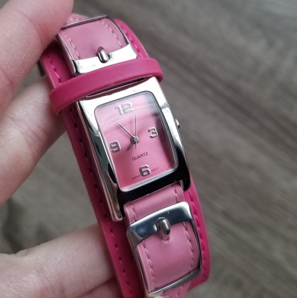 Silver and Pink Cuff Watch - Picture 6 of 6